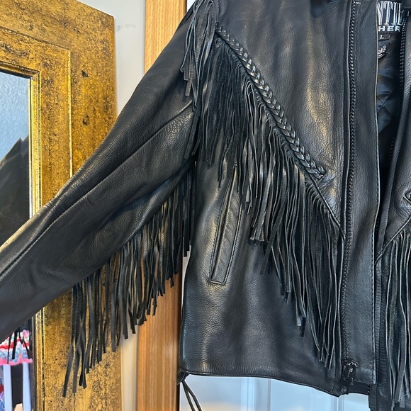 Women's Vintage Frontier Leathers Black Fringe Jacket - Picture 8 of 16